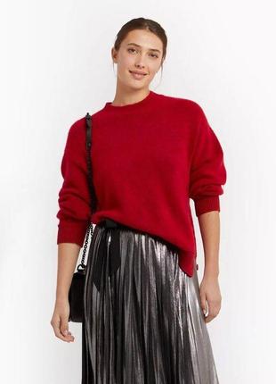 Zara червоний джемпер укорочений широкий зі змійкою на спині в рубаки