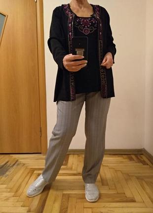 Гарний комплект із вишивкою майка та жакет, кофта, кардиган. розмір 16-20