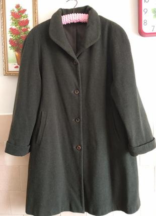 Пальто  шерсть+кашемир,большой размер,овер сайз,цвет бутылка1 фото