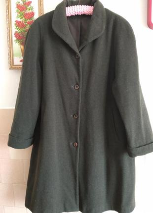 Пальто  шерсть+кашемир,большой размер,овер сайз,цвет бутылка3 фото