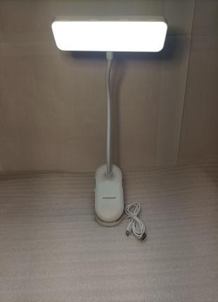 Аккумуляторная led лампа на прищепке с подставкой под смартфон с usb зарядкой (li-ion 3600 mah, 16 l7 фото
