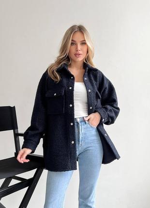 Стильная очень теплая шерстяная куртка-рубашка