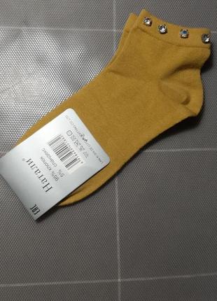 Шкарпетки жовті з камінцями коттон1 фото