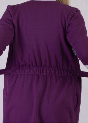 Комплект теплый женский халат и ночная рубашка с кружевом, для беременных и кормящих мам 42-54р.3 фото