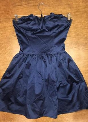 Стильне темно-синє плаття бюстьє, р. xs1 фото