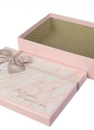 Подарункові коробочки рожеві з бантом, розм.l: 29х21х9 см (комплект 3 шт)3 фото