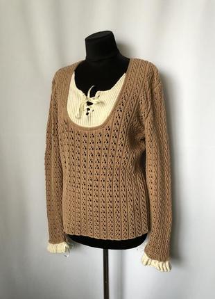 Кофта беж романтик бельевой стиль вязаная наив косы