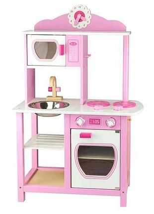 Дитяча кухня viga toys з дерева, біло-рожевий (50111)