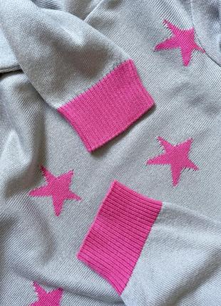 Серая кофта с розовыми звёздами и капюшоном tago kids2 фото