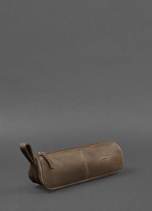 Кожаный пенал-несессер футляр для очков из натуральной кожи темно-коричневый3 фото