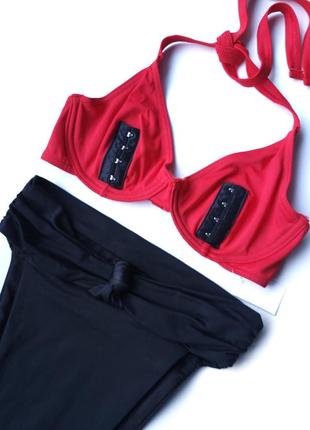 Купальник роздільний  asos чорний з червоним3 фото