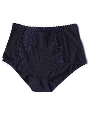 Трусики женские высокие с кружевом калина 6621-20 черные