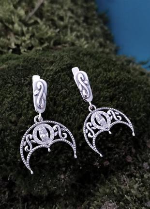 Сережки срібло 925 кульчики срібні лунниця 2028