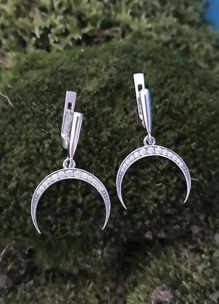 Сережки срібло 925 кульчики срібні лунниця 2029