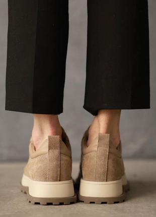 Стильные ботинки женские замшевые бежевые деми, демисезонные осенние, веселые, (на осень,весная)6 фото