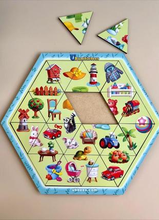 Дерев'яна іграшка пазл-головоломка "асорті" шестикутник псф1252 фото