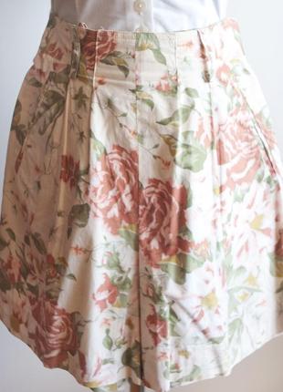 #розвантажуюсь широкие шорты на высокой талии в цветочный принт розы, коттон, италия6 фото