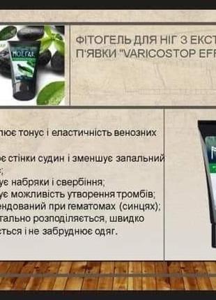 Фітогель для ніг з екстрактом п'ятому явки "varicostop effect"2 фото