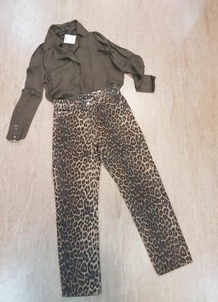 Леопардовые джинсы прямого кроя zara размер 3810 фото