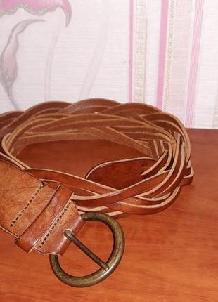 Коричневый кожаный ремень h&m коса