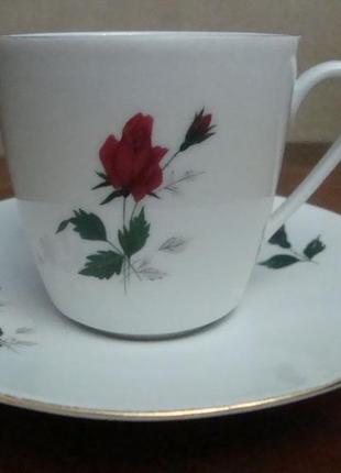 Старинная чайная двойка роза фарфор германия №ст121 фото