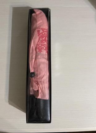 Зонт полуавтомат розовый с узором2 фото
