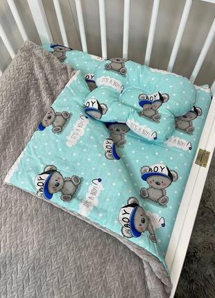 Комплект постельного белья для новорожденных манюня в кроватку ( коляску) плед + подушка + простынь10 фото