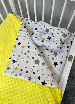 Комплект постельного белья для новорожденных манюня единорог в кроватку ( коляску) плед + подушка + простынь8 фото
