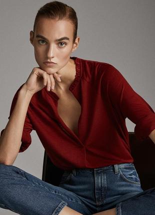 Великолепная блуза насыщенного цвета из шерсти и лиоселла massimo dutti,p. s