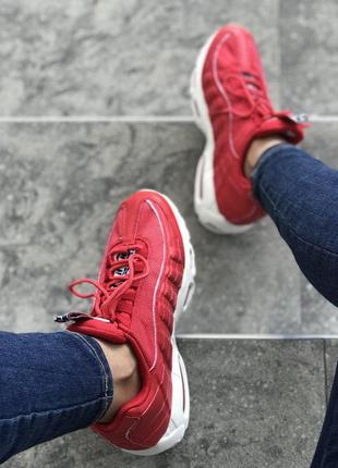 Шикарные женские кроссовки nike air max 95 red3 фото