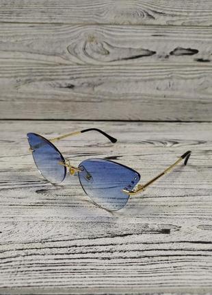 Солнцезащитные очки женские голубые без рамочные