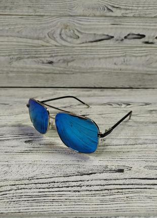 Солнцезащитные очки мужские синие в металлической оправе