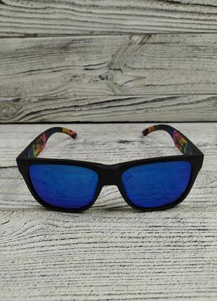 Солнцезащитные очки мужские синие в матовой пластиковой оправе5 фото