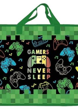 Папка-портфель kidis gamers never sleep пластик. с текстильн. ручками арт.13078