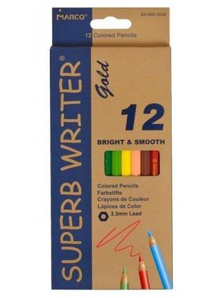 Карандаши цветные marco superb writer gold 12 цветов шестигранные арт.4100g-12cb