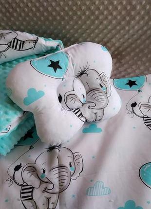 Комплект постельного белья для новорожденных манюня мишки в кроватку ( коляску) плед + подушка + простынь8 фото
