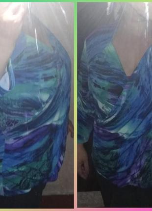 Блуза 54-56-58 блузка нарядная туника на запах футболка декольте большая8 фото