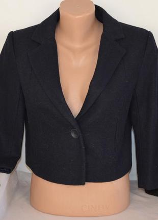 Брендовый темно-синий шерстяной пиджак жакет блейзер h&m recycled wool1 фото