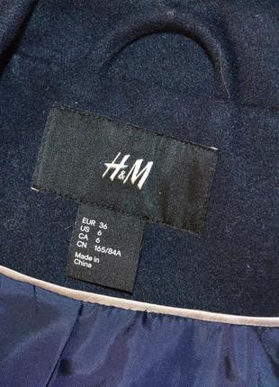 Брендовый темно-синий шерстяной пиджак жакет блейзер h&m recycled wool4 фото