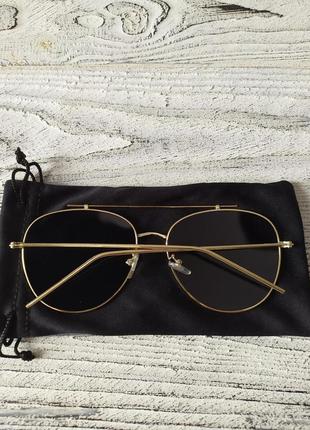 Солнцезащитные очки авиатор коричневые унисекс в металлической оправе5 фото