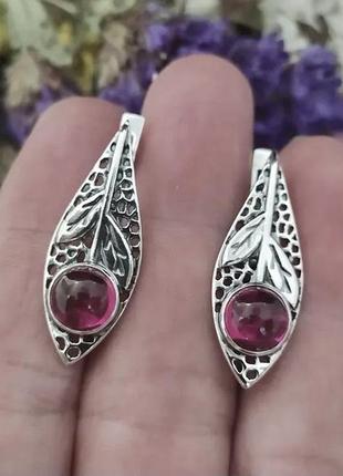 Серьги серебро 925 сережки серебряные вишенки 🍒 коралл корунд 2121