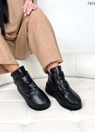 Деми ботинки, черные, натуральная кожа2 фото