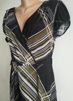👑 розкльошені сукні міді в смужку 👑 плаття з v-подібним вирізом і рукавом-ліхтариком3 фото