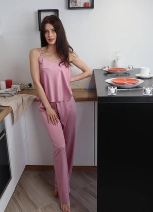 Шовкова піжамка майка та штани, ніжна піжама шовк маєчка та штанці6 фото