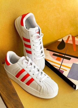 Кросівки adidas superstar white and red