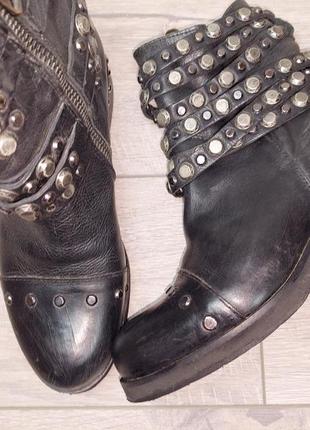 Кожаные ботинки с шипами рокерские2 фото