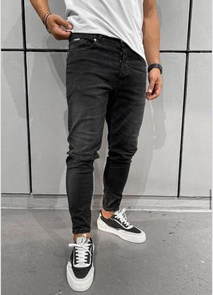 Повседневные мужские джинсы / черные джинсы для мужчин