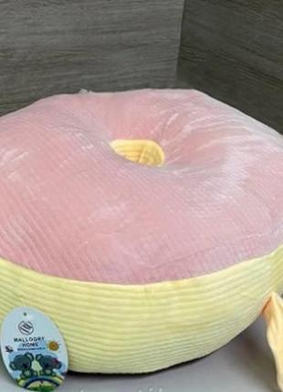 Игрушка плед подушка 3в1 пончик розово желтый2 фото