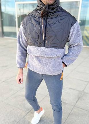 Весенний плюшевый серый анорак куртка весняна м‘якенька сіра куртка анорак