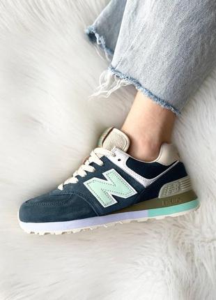 Женские кроссовки new balance 574 blue turquoise / smb2 фото